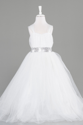 White Long Girl Dress ABU3846