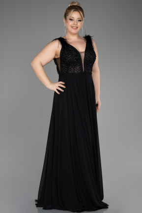 Black Sleeveless Long Chiffon Evening Dress ABU3856