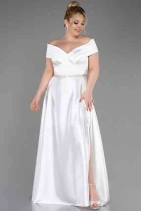 Robe De Mariée Grande Taille Longue Satin Blanc ABU3801