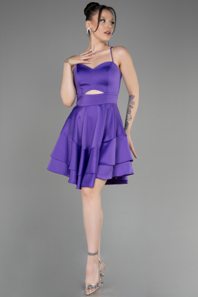 Purple Short Satin Cocktail Dress ABK2042