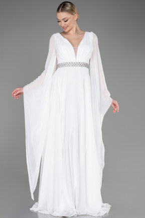 Weiß Abendkleid Chiffon Lang ABU3541