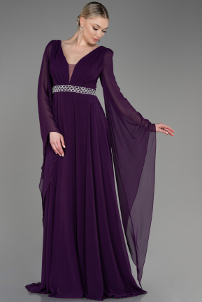 Violett dunkel Abendkleid Chiffon Lang ABU3541