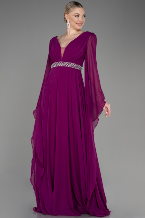 Violett Abendkleid Chiffon Lang ABU3541