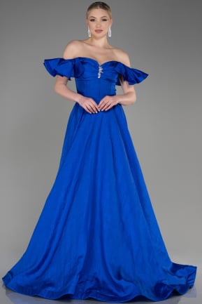 Robe de Soirée Longue Bleu Saxe ABU3884