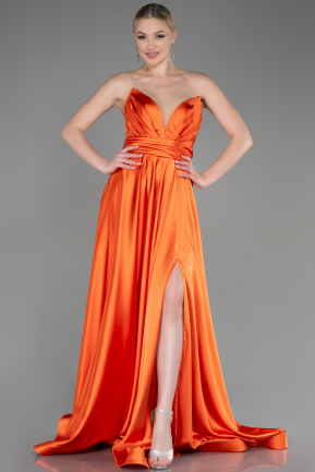 Orange Abendkleid Satin Lang ABU3502