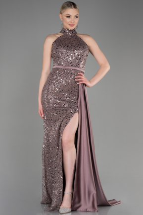 Long Rose Colored Scaly Evening Dress ABU3888