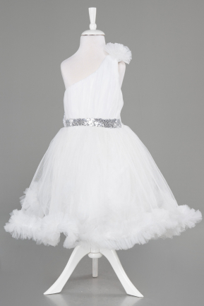 Robe de Soirée Enfants Courte Blanc ABK2065