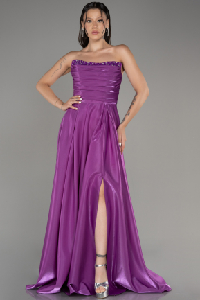 Abendkleid Lang Satin Lavendel ABU4013