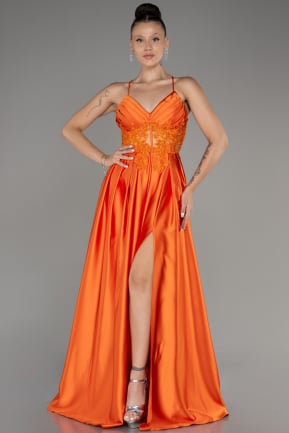 Orange Abendkleid Satin Lang ABU2583