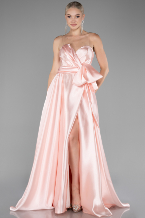 Puder Abendkleid Satin Lang ABU3674