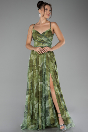 Khaki Abendkleid Lang ABU3954