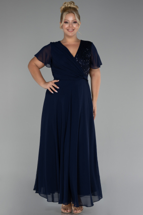 Abendkleid in Übergröße Lang Chiffon Marineblau ABU4098