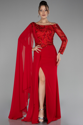 Rot Abendkleid Lang ABU3511