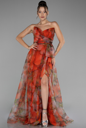 Abendkleid Lang Orange ABU4151