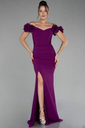 Violett Abendkleid İm Meerjungfrau-Stil Lang ABU3891