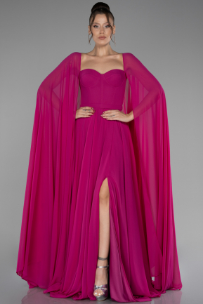 Standesamtkleid Lang Chiffon Fuchsie ABU4158