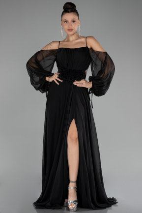 Abendkleid Lang Chiffon Schwarz ABU4165