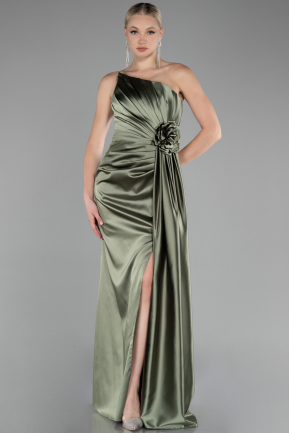 Abendkleid Lang Satin Khaki ABU4174