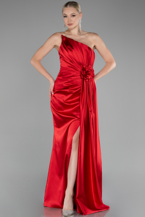 Abendkleid Lang Satin Rot ABU4174