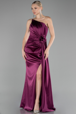 Abendkleid Lang Satin Pflaume ABU4174