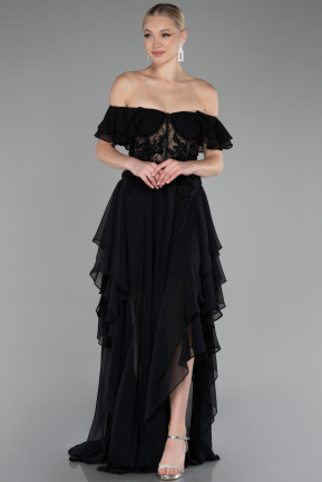 Abendkleid Lang Chiffon Schwarz ABU4175