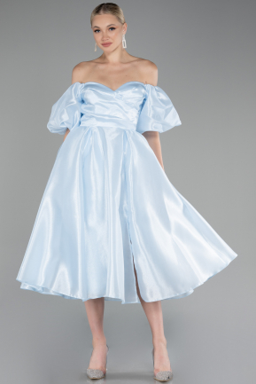 Abendkleid Midi Eisblau ABK2127