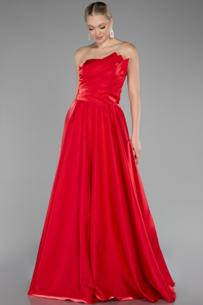 Abendkleid Lang Satin Rot ABU4186