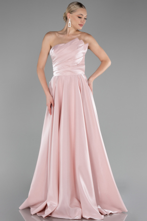 Abendkleid Lang Satin Puder ABU4186