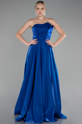 Abendkleid Lang Satin Sächsischblau ABU4186