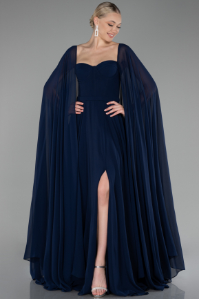 Standesamtkleid Lang Chiffon Marineblau ABU4158