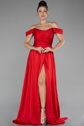 Abschlusskleid Lang Satin Rot ABU4219