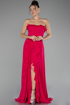 Abschlusskleid Lang Chiffon Fuchsie ABU4214