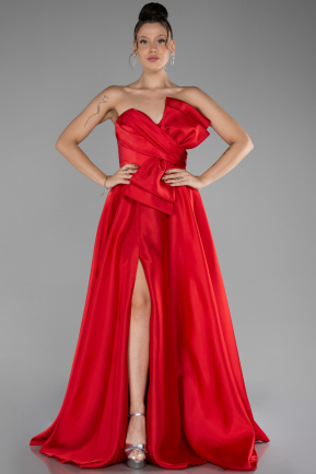 Abendkleid Lang Satin Rot ABU4222