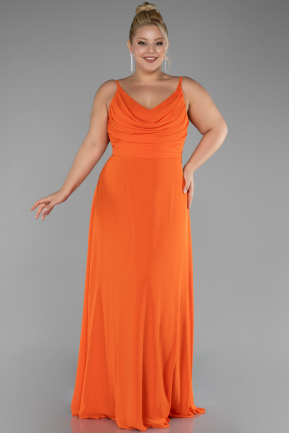 Abschlusskleid In Übergröße Lang Chiffon Orange ABU4166