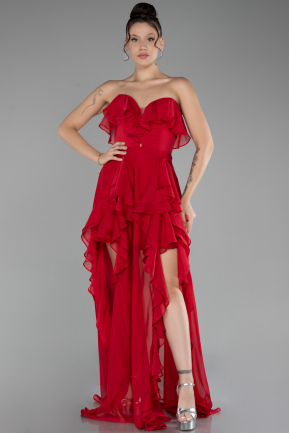 Abschlusskleid Lang Chiffon Rot ABU4248