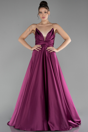 Abschlusskleid Lang Satin Kirschrot ABU4245