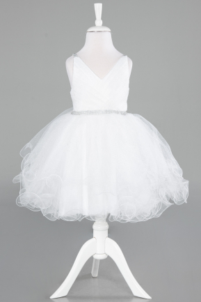 Abendkleid für Kinder Kurz Weiß ABK2142