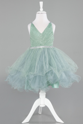 Abendkleid für Kinder Kurz Minzgrün ABK2142