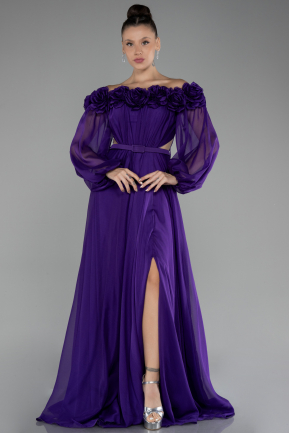 Violette Abendkleid Chiffon Lang ABU4130