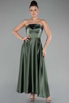 Abendkleid Midi Satin Khaki ABK2143