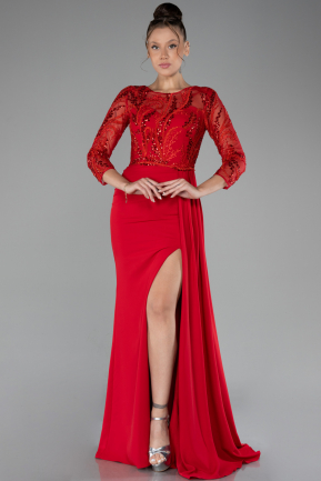 Abendkleid Lang Chiffon Rot ABU4293