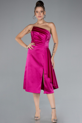 Partykleid Midi Satin Fuchsie ABK2160