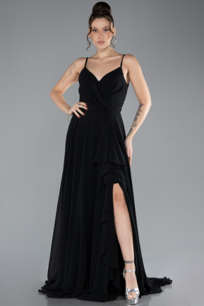 Abschlusskleid Lang Chiffon Schwarz ABU4412