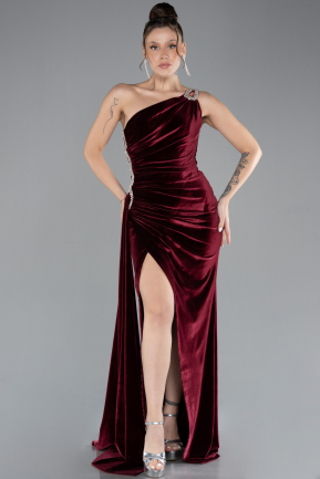 Abendkleid Lang Samt Weinrot ABU3365