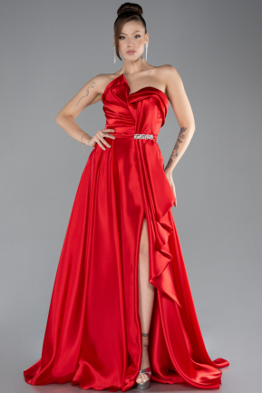 Abendkleid Lang Satin Rot ABU4522