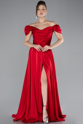 Abschlusskleid Lang Satin Rot ABU4508