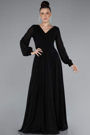 Abendkleid Lang Chiffon Schwarz ABU4533