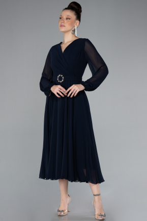 Abendkleid Midi Chiffon Marineblau ABK2206