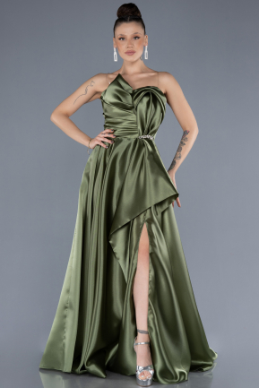 Abendkleid Lang Satin Khaki ABU4561