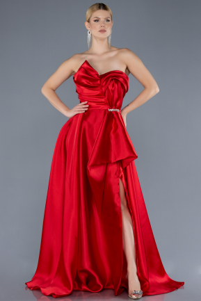 Abendkleid Lang Satin Rot ABU4561